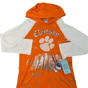 P. Michael Women’s Orange Clemson Tigers Hooded Long Sleeve Tee M Football Field